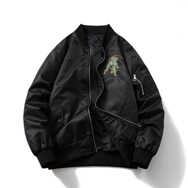 Mens Vintage Jackets Auspicious Dragon Embroidered Jacket Air Force Flight Suit Wave Baseball Suit