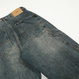 Men Jeans Simple Solid Color Worn out