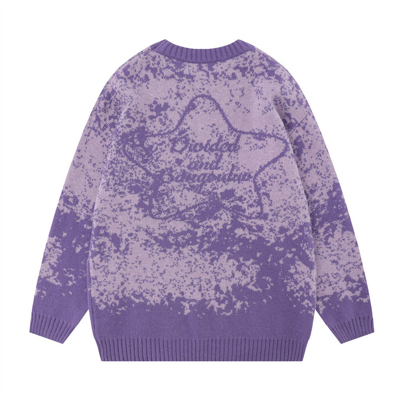 Men Sweater Graffiti Splash-Ink Tie-Dye Sweater