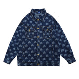Men's Long Sleeve T Shirt Love Denim Shirt Men's Spring and Autumn Loose Leisure Workwear Long Sleeve