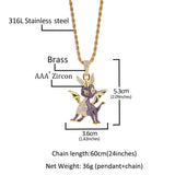 Jewelry Copper Zircon Two Tone Pendant HIPHOP Animal Royalty Far East