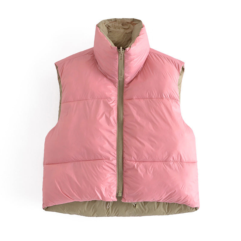 Women Vest Fashion Double-Sided Cotton-Padded Vest