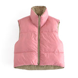 Women Vest Fashion Double-Sided Cotton-Padded Vest