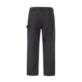 Men Jeans Solid Color Stitching Loose Leisure Workwear