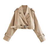 Women Trench Coat Loose Cropped Jacket