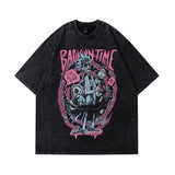 Men T-shirt Cartoon Animation Printing Distressed Oversize