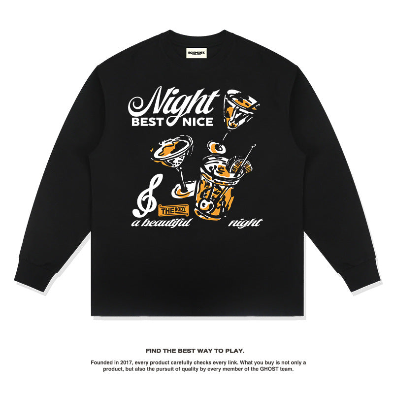 Unisex Long Sleeve Shirt Autumn and Winter Long Sleeve T-Shirt Loose