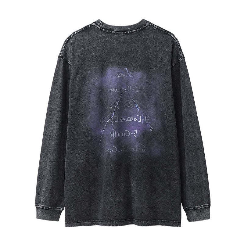 Men Long Sleeve T-Shirt Rapper Character Hip Hop Rock Distressed