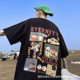 Men T Shirt Heavy Loose plus Size Cartoon Print