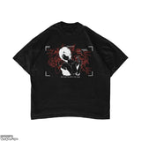 American street anime alphabet print oversized T-shirt