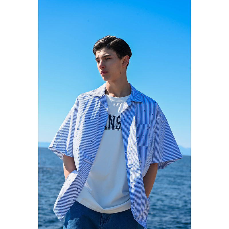 Unisex Shirt Retro Loose Splashed Ink Printing