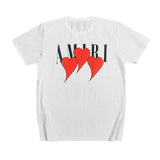 Amiri T Shirt Short Sleeve Love Heart Letter Print Casual Hip Hop T-shirt