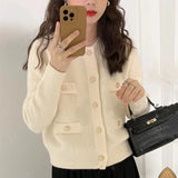 Women Knitted Cardigan Soft College Style Sweater