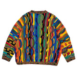 Kapital Sweater Vintage Hida Hehong Heavy Industry Pattern round Neck Retro Three-Dimensional Wave Contrast Color Sweater