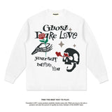 Unisex Long Sleeve Shirt Skull Rose Print