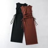 Women Dresses Sexy Drawstring Dress Hollow Slim Fit