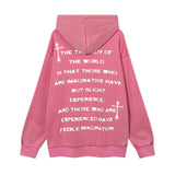 Men Fleece Lined Hoodie Winter Hooded Jacket Men's High Street Letter Printing Distressed Sweater