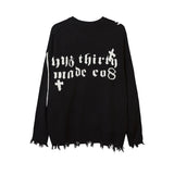 Women Sweater Portrait Knitted Sweater Loose Hole Sweater