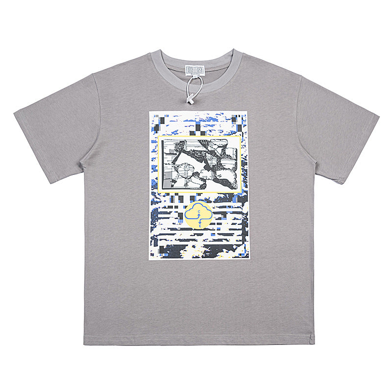 C.e t shirts creative geometric pattern round neck short sleeve men and women