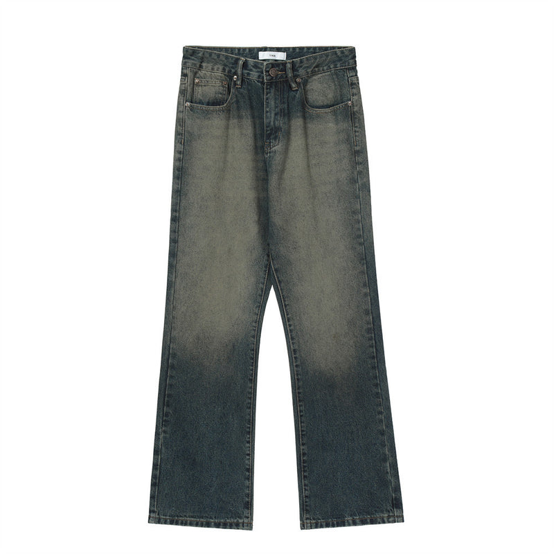 Men Jeans White Bell-Bottom Pants Loose