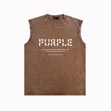 Purple Brand Distressed Tank T Shirts Distressed Sleeveless T-shirt Vest