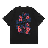 Anti Social Flower Butterfly Prin Men's Casual Short Sleeved Graphic Tee