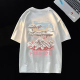 Men T Shirt Retro Loose Student Cotton