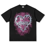 Unisex T Shirt Spiny Heart Print Short Sleeve
