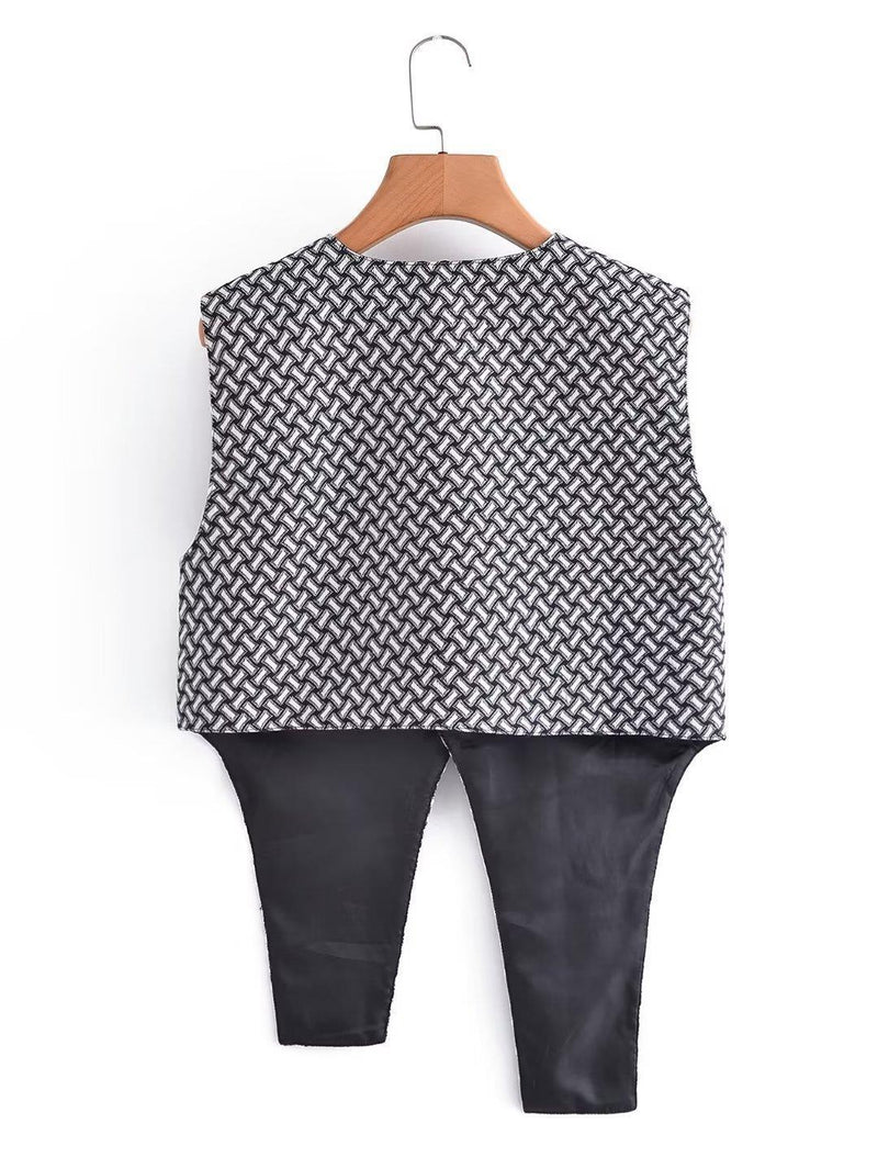 Women Vest Irregular Plaid with a Sense of Design