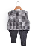 Women Vest Irregular Plaid with a Sense of Design