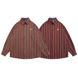 Men Long Sleeved T Shirt Vertical Striped Long Sleeve Shirt Outer Wear Men's Spring and Autumn Loose Casual