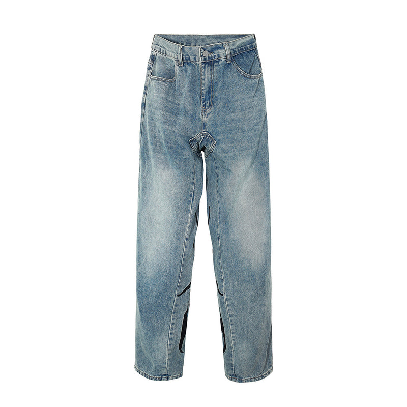Men Jeans Embroidery Loose Casual Trend