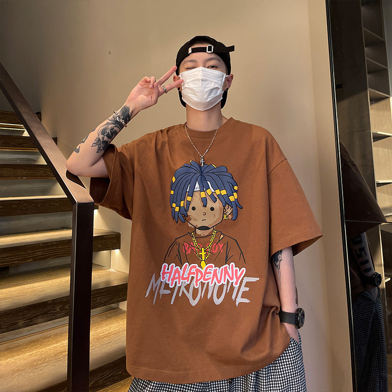 Men T Shirt Cartoon Print Oversize Summer