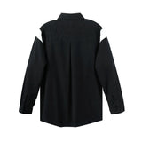 Men Long Sleeved T Shirt Color Matching Stitching Embroidered Letter Long Sleeve Lapel Shirt Men Ins
