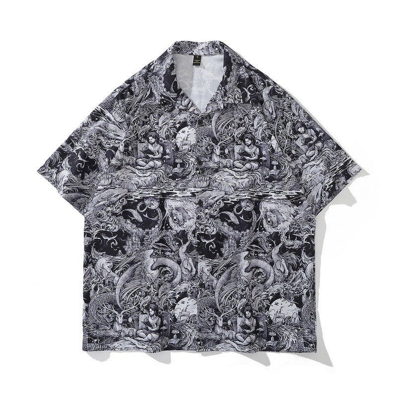 Short Sleeve Shirt Idle Style Loose-Fitting Versatile Blouse