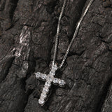 Jewelry Sterling Silver Zircon Full Diamond Cross Necklace Crosses Spectrum Royalty