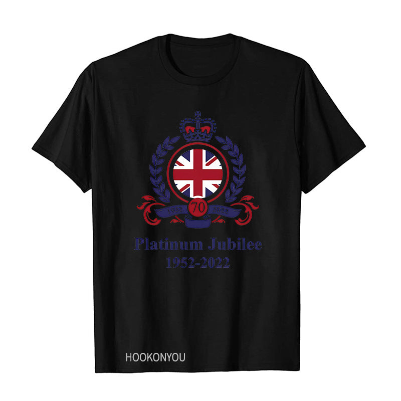 Inspired by Queen's Platinum Jubilee 2022 Elizabeth 70 Years T-shirt Printed round Neck Short Sleeve T-shirt