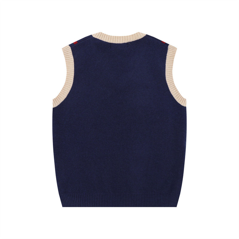 Men Sweater V-neck Sweater Vest Sleeveless Sweater
