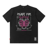 Men T-Shirt Rose Floral Print Oversize All-Match Loose