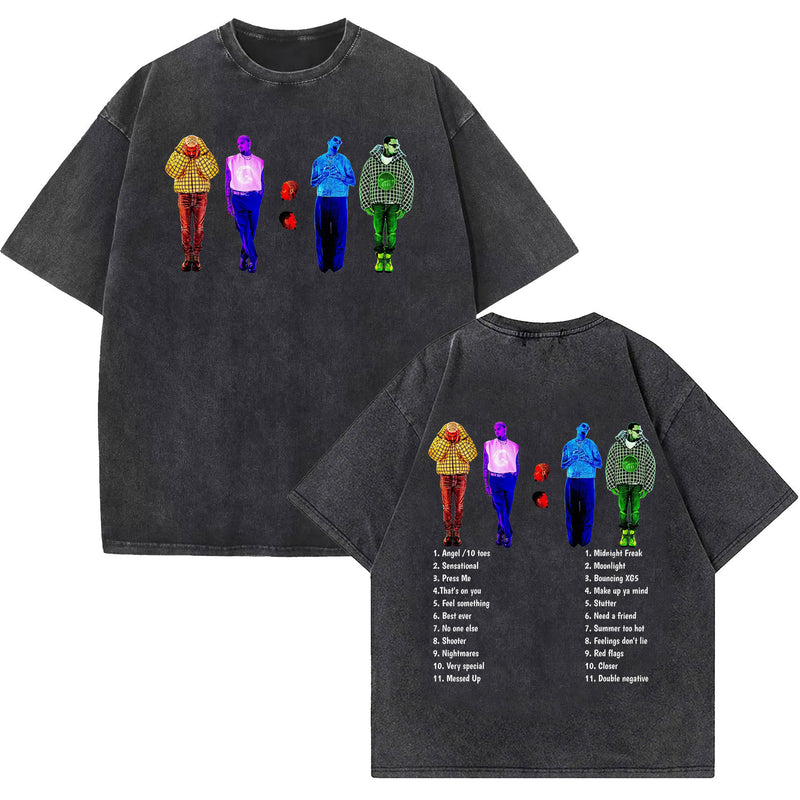 Chris Brown Tour Vintage Washed T Shirt Men Women