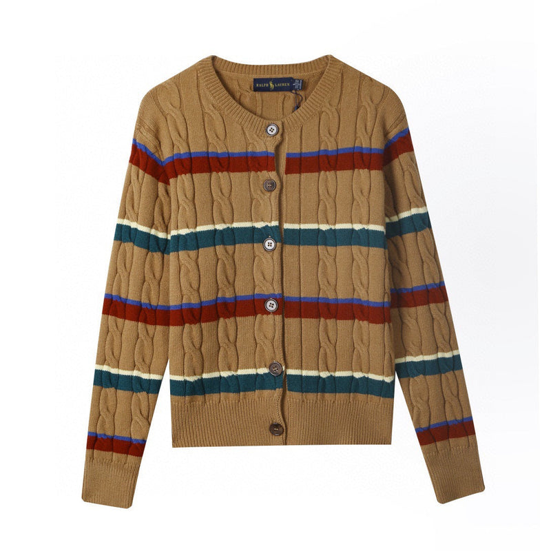 Ralph Lauren Knitted sweaters RL Knitted Skittles Pony Label Twist Vintage Cardigan Striped