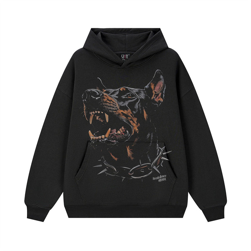 Vintage Hoodie Hellhound Printed Hooded Printed Crew Neck Sweater Trendy Brand