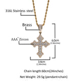 Jewelry Zircon Cross Pendant Necklace Vintage Hip Hop Necklace Crosses Spectrum Royalty