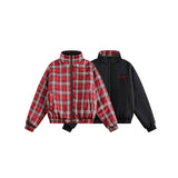 Unisex Coat Plaid Couple Winter Coat Double-Sided Wear