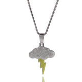 Jewelry Hip Hop Lightning Pendant Copper Inlaid Zircon Necklace Lightning Spectrum