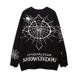 Women Sweater Spider Web Jacquard Oversize Couple