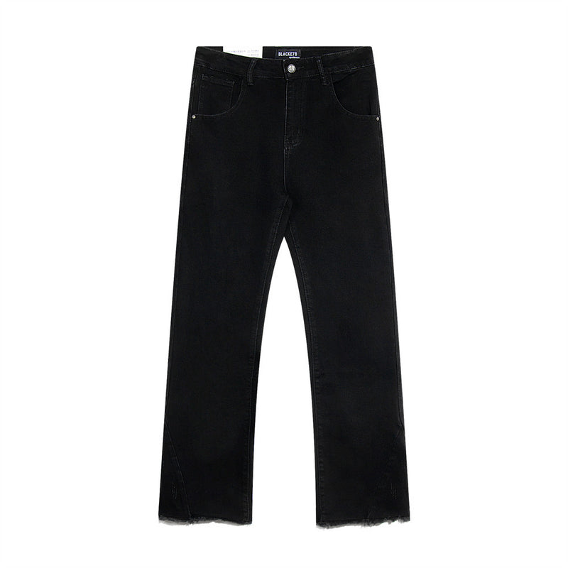 Men Jeans Loose Casual Solid Color Burr