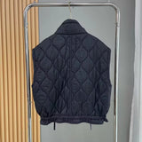 Women Cotton Coat Loose Lapel Diamond Vest