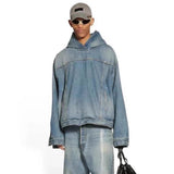 MIJKO Mens Jacket Distress Unisex Blue Mainstream Fashion Jacket