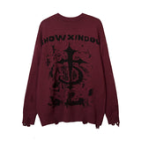 Women Sweater Creative Pattern Loose Hole Knit Sweater